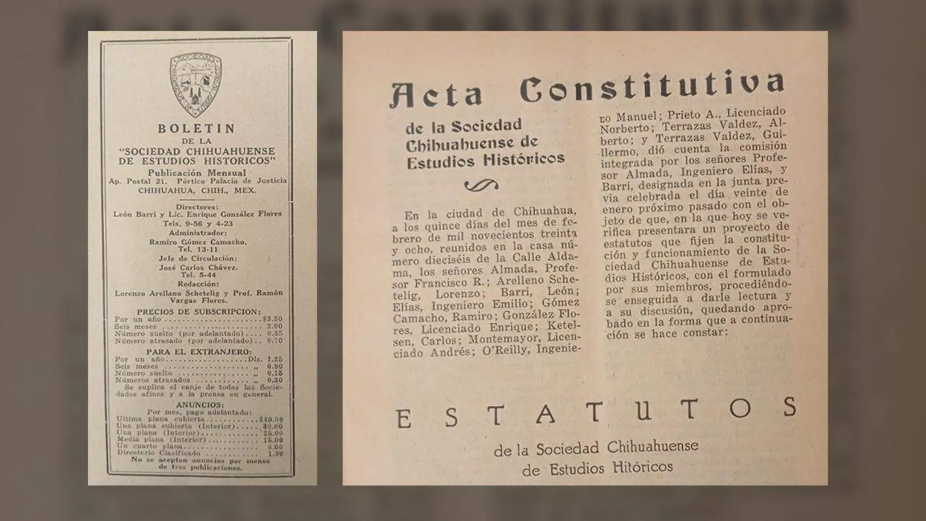 acta constitutiva sociedad chihuahuense de estudios históricos